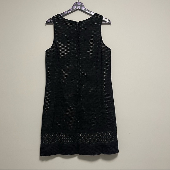 Ann Taylor LOFT Black Eyelet Lace Sheath A-Line Dress Tan Lining Size 10 - Picture 2 of 6